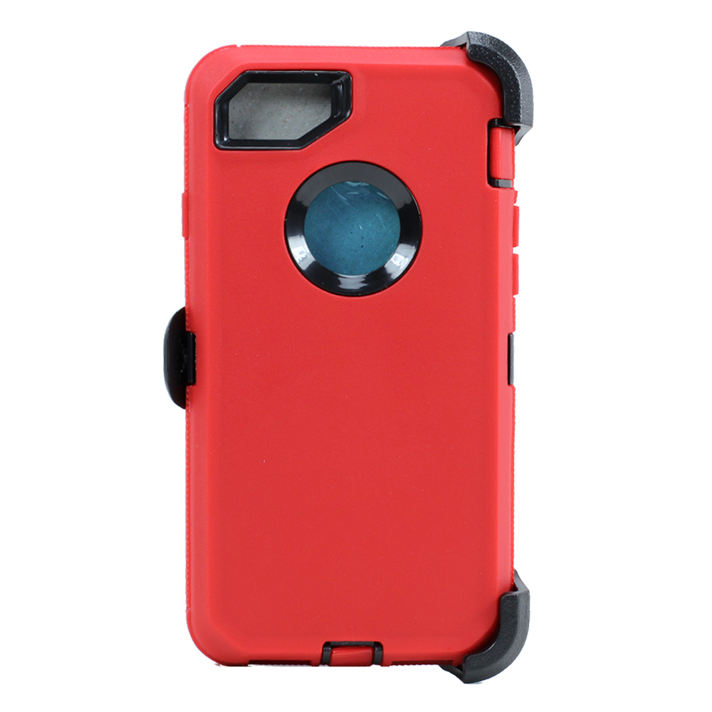 Premium Armor Heavy Duty Case with Clip for iPHONE 8 / 7 / 6S / 6 (Red Black)